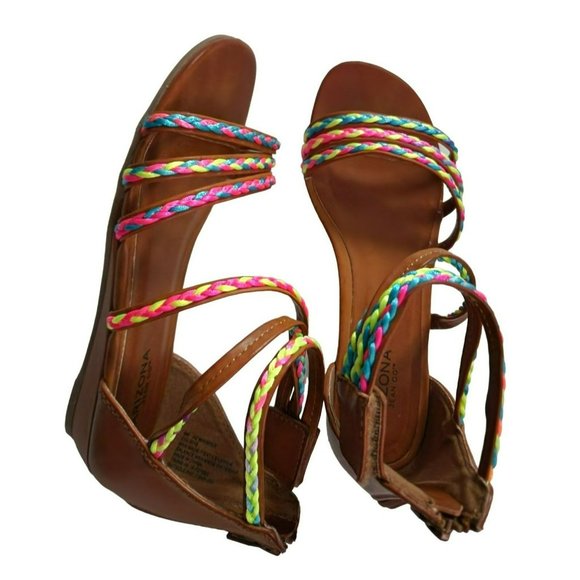 Arizona Jean Co. Girls Youth Whisper Strappy Heel Zip Low Wedge Sandals Size 4M - Picture 2 of 10